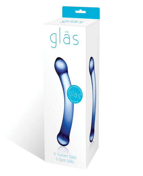 Glas 6" Curved G-Spot Glass Dildo - Blue Glas 6" Curved G-Spot Glass Dildo - Blue