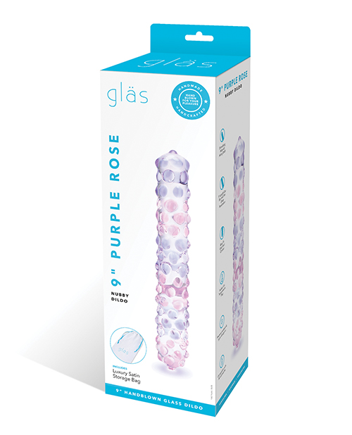 Glas 9" Purple Rose Nubby Glass Dildo - Purple-Pink Glas 9" Purple Rose Nubby Glass Dildo - Purple-Pink