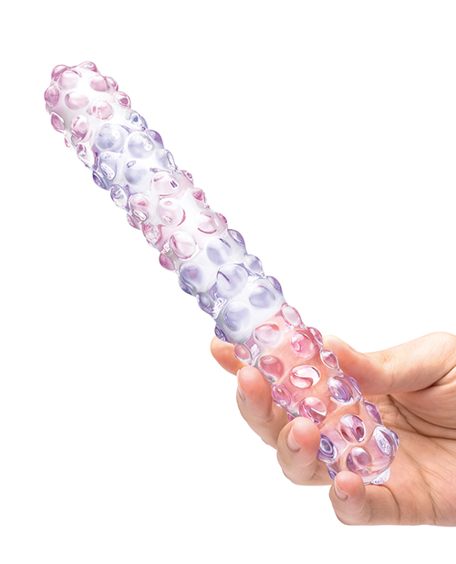 Glas 9" Purple Rose Nubby Glass Dildo - Purple-Pink Glas 9" Purple Rose Nubby Glass Dildo - Purple-Pink