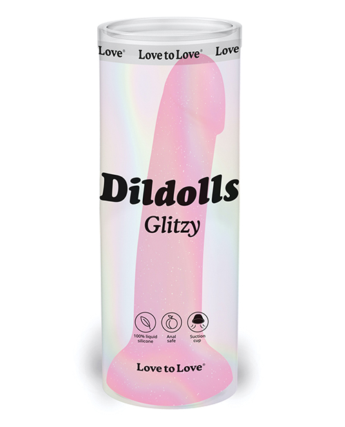 Love to Love Curved Suction Cup Dildolls Glitzy - Glitter Pink Love to Love Curved Suction Cup Dildolls Glitzy - Glitter Pink