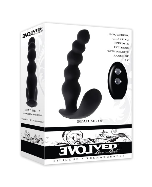 Evolved Bead Me Up Curved Anal Vibrator w-Remote Control - Black